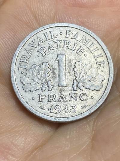 2025年第八十六场(总第一百一十二场）外国好品散币(免佣金) - 法国🇫🇷1943年1法郎(维希傀儡政府时期，仅发行3年)