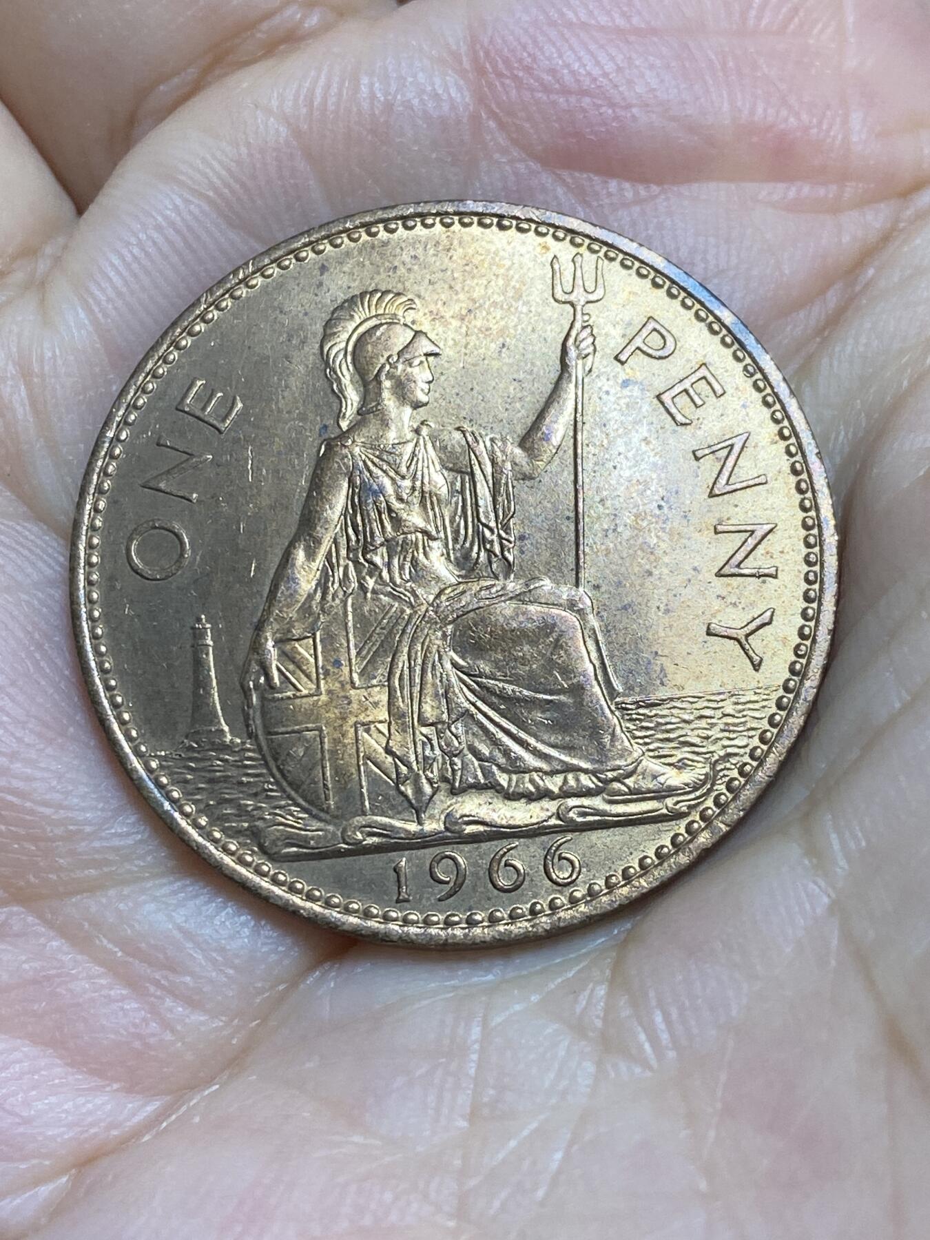 2025年第八十六场(总第一百一十二场）外国好品散币(免佣金) 好品–英国🇬🇧1966年1便士(伊丽莎白二世青年桂冠，第二版)
