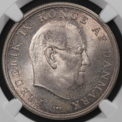 修遠堂世界钱币第八十三期 - NGC MS65 1964年丹麦安妮公主结婚纪念5克朗银币