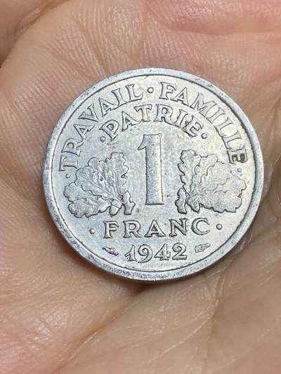 2025年第八十六场(总第一百一十二场）外国好品散币(免佣金) - 法国🇫🇷1942年1法郎(维希傀儡政府时期，首发年仅发行3年)