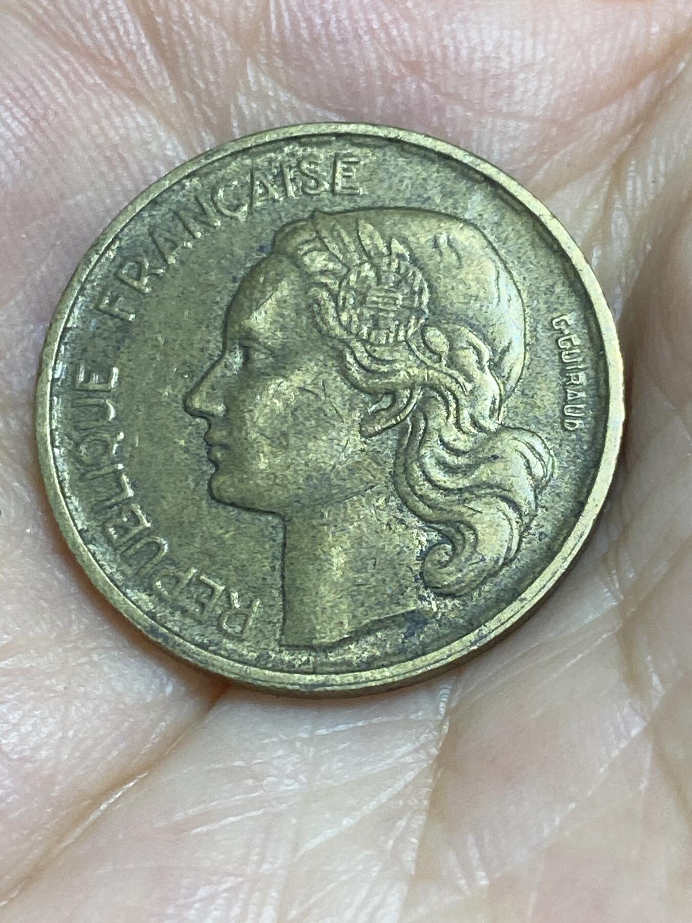2025年第八十六场(总第一百一十二场）外国好品散币(免佣金) 法国🇫🇷1950年20法郎(人像后单排字，4 plumes–4羽版)