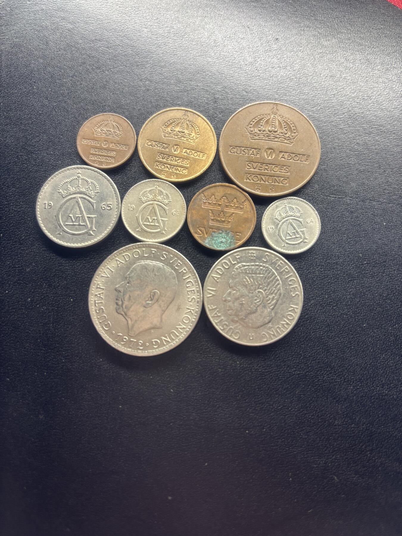 邮泉阁限时拍卖第二十三场 各国硬币专场（硬币在国外） 瑞典古斯塔夫六世阿道夫国王9枚