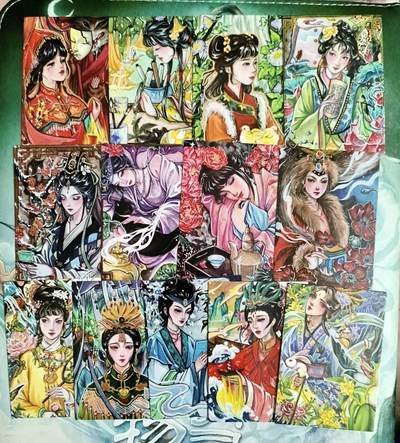 龙虎卡牌第五十三场 （无佣金，满120包邮，欢迎送拍） - 浮雕普卡13张全 红楼梦十二金钗&嫦娥 一套