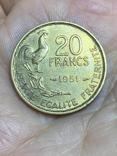 2025年第八十六场(总第一百一十二场）外国好品散币(免佣金) - 好品–法国🇫🇷1951年20法郎(4 plumes–4羽)