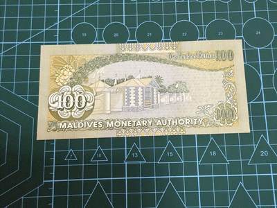 【炜奕收藏】，第四十三期 2000年马尔代夫100拉菲亚，UNC品相，千禧年纪念版