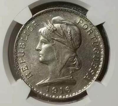 【礼羽收藏】🌏世界钱币拍卖第102期 - 1916年葡萄牙女神1埃斯库多银币NGC-UNCD，原汁原味老包浆，包浆醇厚，转光强烈细节优秀，状态极佳，疑似错杀。