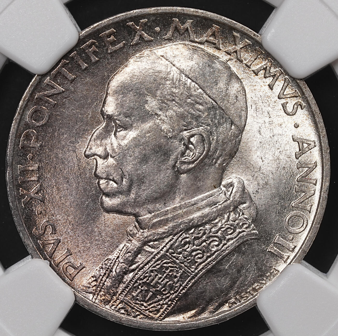 修遠堂世界钱币第八十三期 NGC MS64 1940年梵蒂冈5里拉银币
