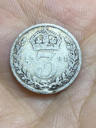 2025年第八十六场(总第一百一十二场）外国好品散币(免佣金) - 英国🇬🇧1891年3便士银币(维多利亚女王老年高冠，925高银)