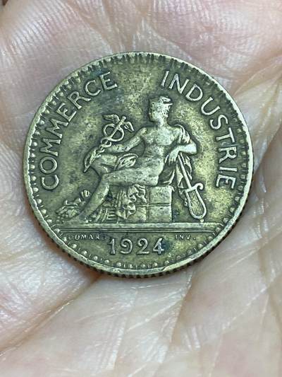 2025年第八十六场(总第一百一十二场）外国好品散币(免佣金) 法国🇫🇷1924年1法郎(Closed 4–闭口4版本，商业之神墨丘利坐像)
