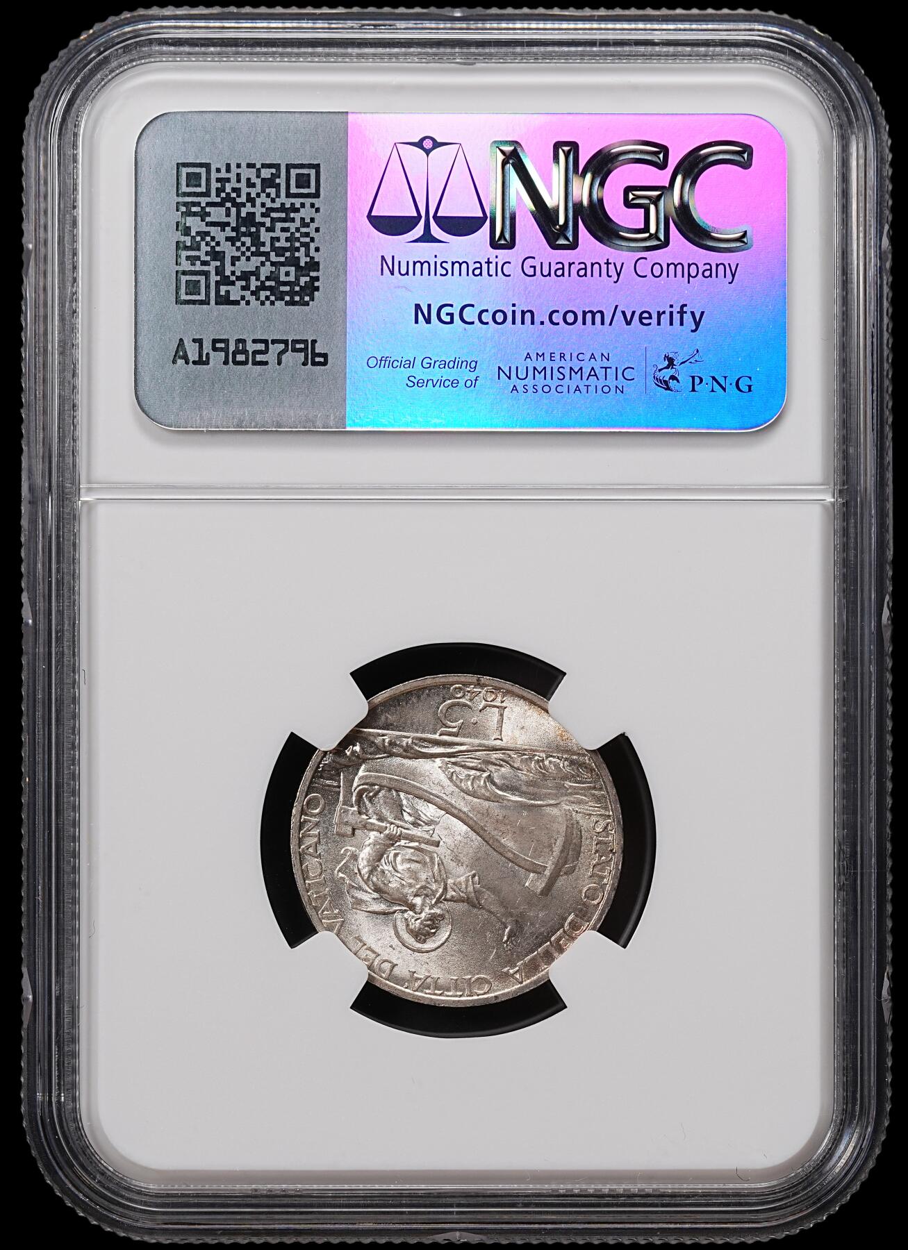 修遠堂世界钱币第八十三期 NGC MS64 1940年梵蒂冈5里拉银币