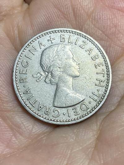 2025年第八十六场(总第一百一十二场）外国好品散币(免佣金) 少见年份–英国🇬🇧1960年1先令(伊丽莎白二世青年桂冠，第二版，英格兰盾徽版)