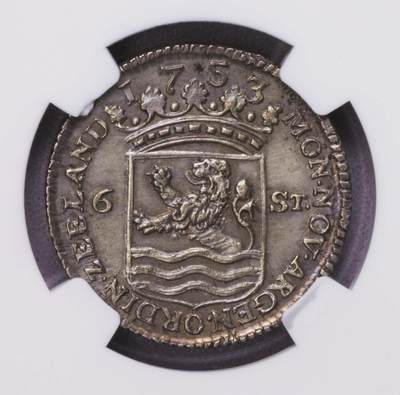 NGC-MS63 1753荷兰泽兰省帆船6斯提夫加厚银币 NGC-MS63 1753荷兰泽兰省帆船6斯提夫加厚银币