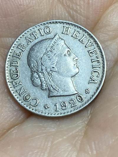 2025年第八十六场(总第一百一十二场）外国好品散币(免佣金) 少见早期年份–瑞士🇨🇭1920年5分(第二版，B标伯尔尼造)
