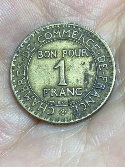 2025年第八十六场(总第一百一十二场）外国好品散币(免佣金) - 法国🇫🇷1924年1法郎(Closed 4–闭口4版本，商业之神墨丘利坐像)