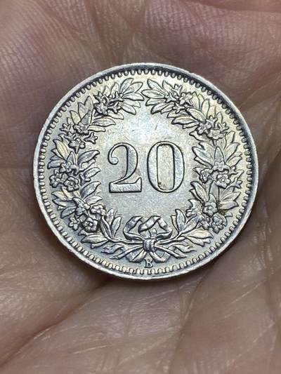 2025年第八十六场(总第一百一十二场）外国好品散币(免佣金) - 少见年份–瑞士🇨🇭1955年20分(第三版，B标伯尔尼造)