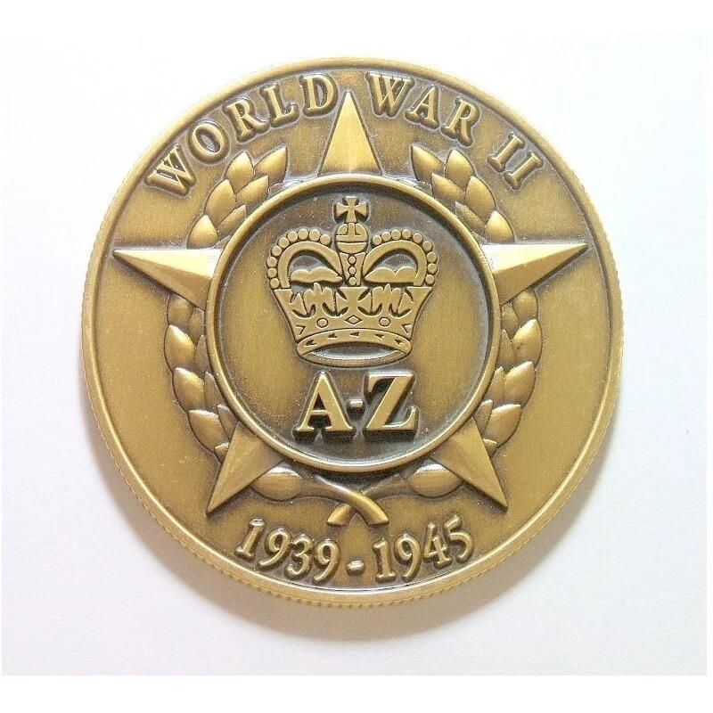 英国1945年 二战领袖丘吉尔高浮雕精制彩色大铜章 45MM
