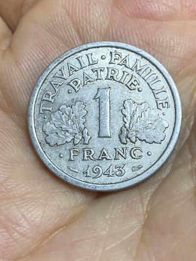 2025年第八十六场(总第一百一十二场）外国好品散币(免佣金) - 法国🇫🇷1943年1法郎(维希傀儡政府时期，仅发行3年)