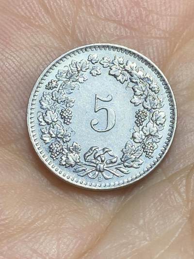 2025年第八十六场(总第一百一十二场）外国好品散币(免佣金) - 瑞士🇨🇭1959年5分(第二版，B标伯尔尼造)