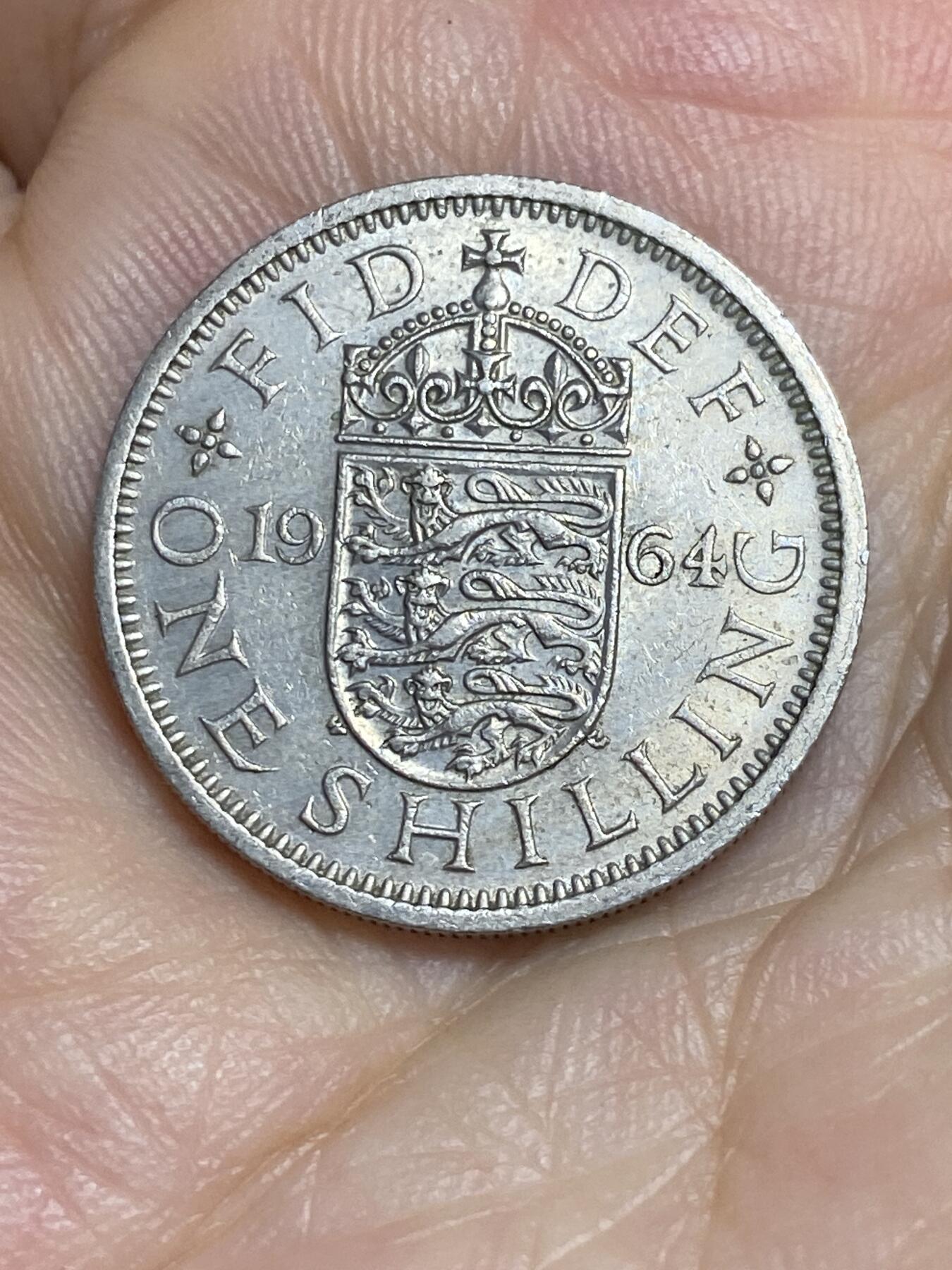 2025年第八十六场(总第一百一十二场）外国好品散币(免佣金) 英国🇬🇧1964年1先令(伊丽莎白二世青年桂冠，第二版，英格兰盾徽版)