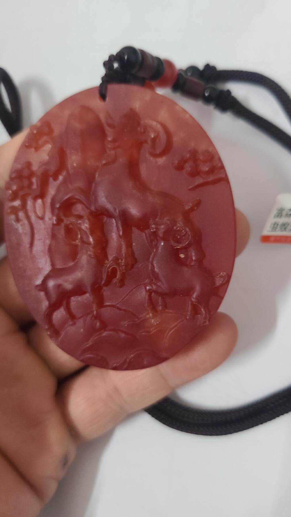 富森红土寄生虫蚁漏三羊开泰沉香吊坠