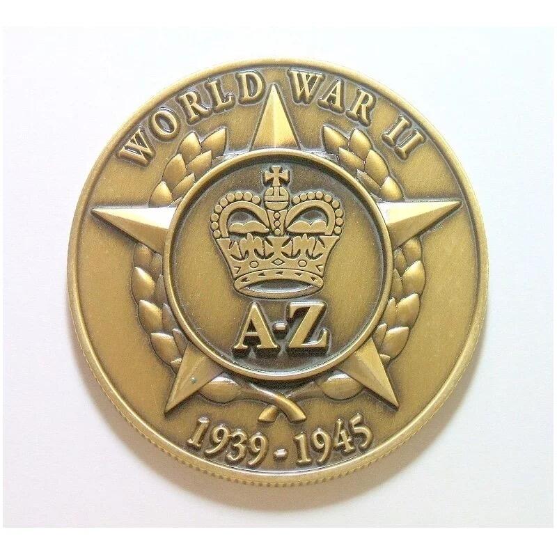 英国1945年 二战英美加联军高浮雕精制彩色大铜章 45MM