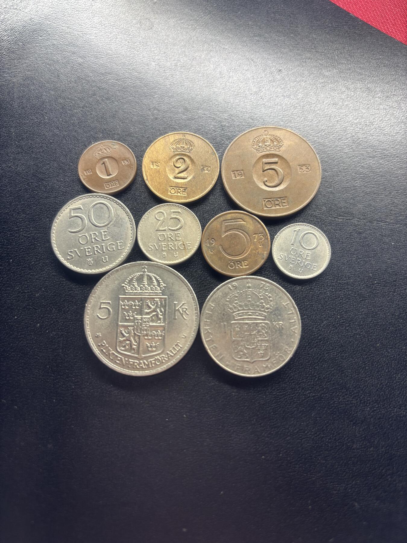 邮泉阁限时拍卖第二十三场 各国硬币专场（硬币在国外） 瑞典古斯塔夫六世阿道夫国王9枚