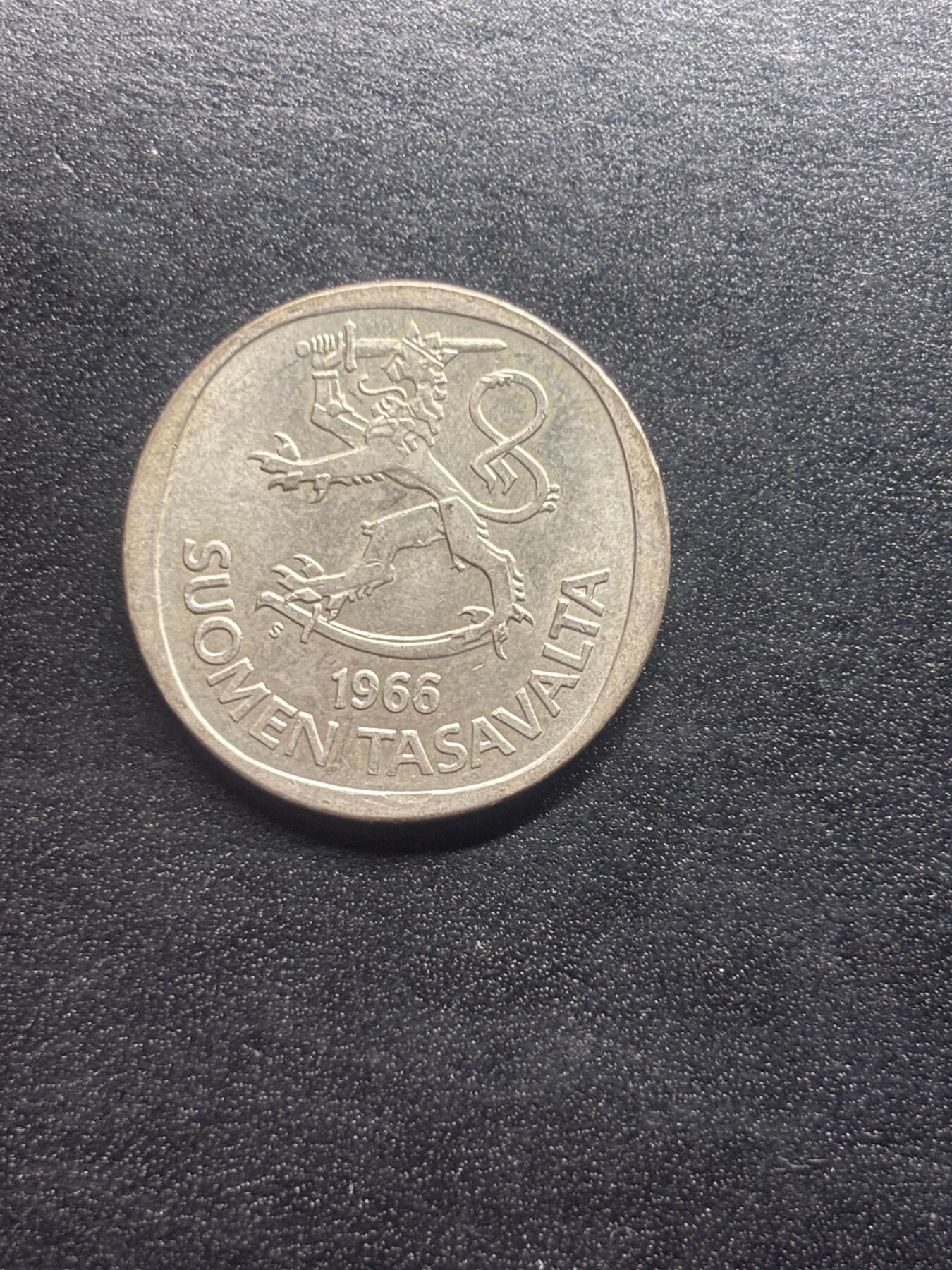 邮泉阁限时拍卖第二十三场 各国硬币专场（硬币在国外） 芬兰1966年1马克0.35银币6.4克