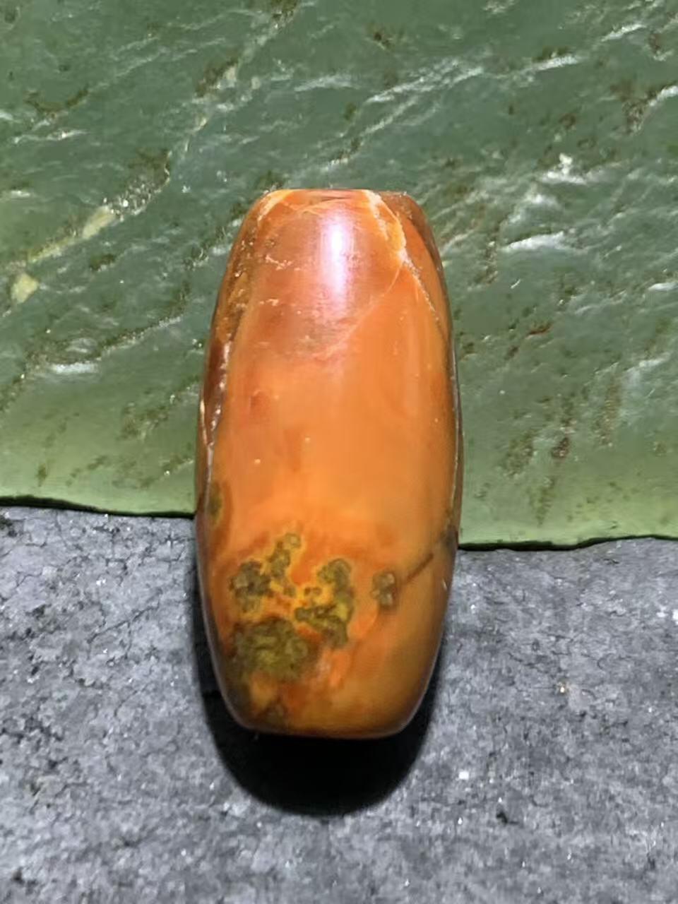 战国红玛瑙通货桶珠一颗