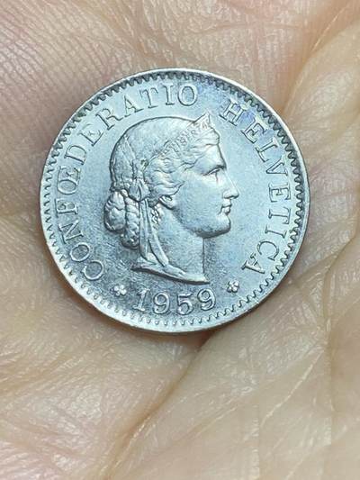 2025年第八十六场(总第一百一十二场）外国好品散币(免佣金) 瑞士🇨🇭1959年5分(第二版，B标伯尔尼造)