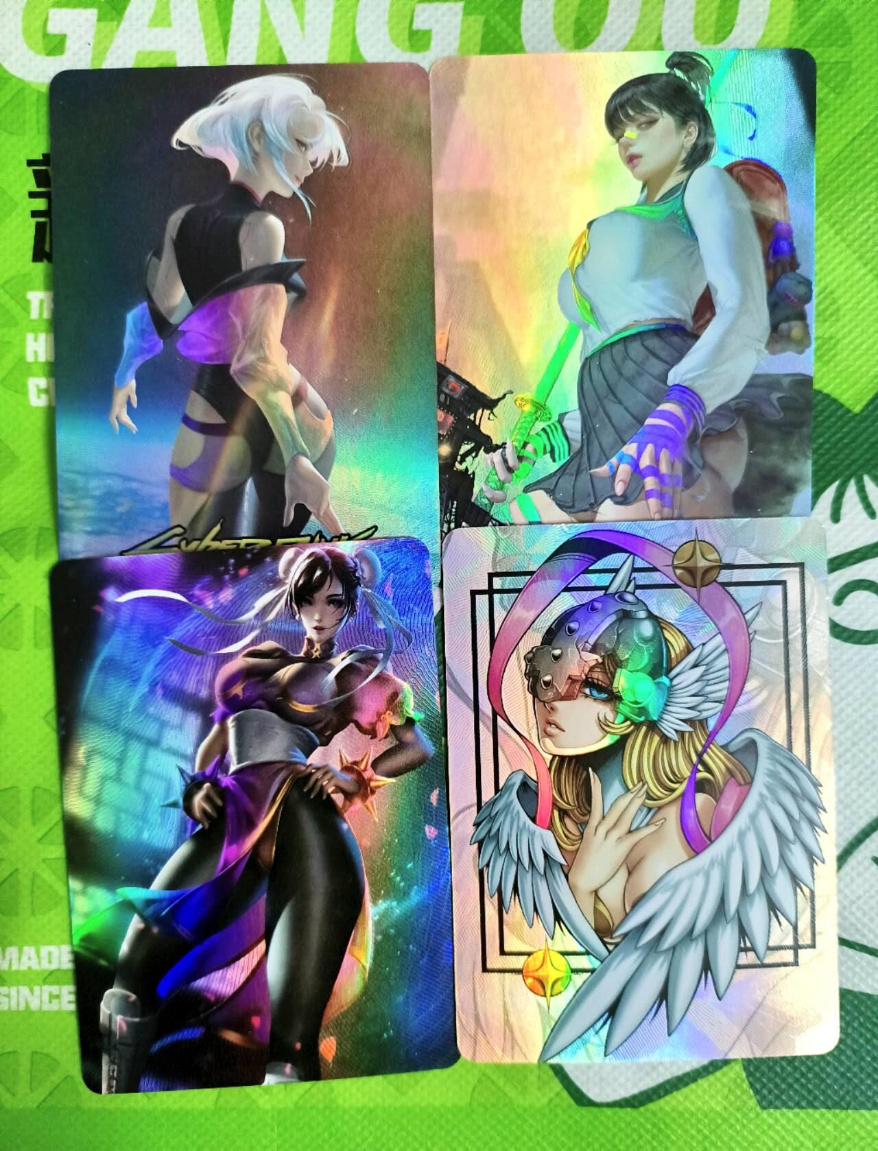 龙虎卡牌第五十三场 （无佣金，满120包邮，欢迎送拍） 彩闪4张 精选ACG人物