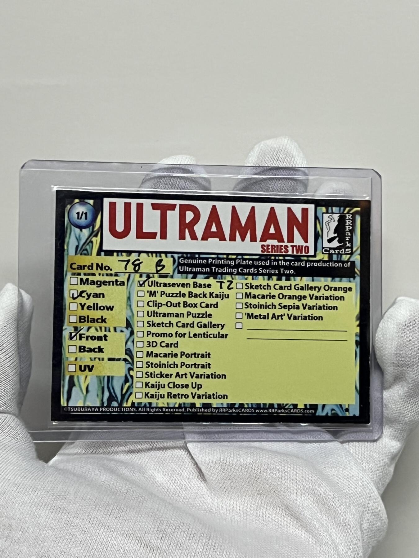 零元拍：ULTRAMAN 1967 赛文奥特曼模版卡 宇宙龙那斯 登场选图 限量1/1全世界仅有一张 背面手写打勾处写了号码以及模版卡种类 印版中的佳品 切拍切珍惜！