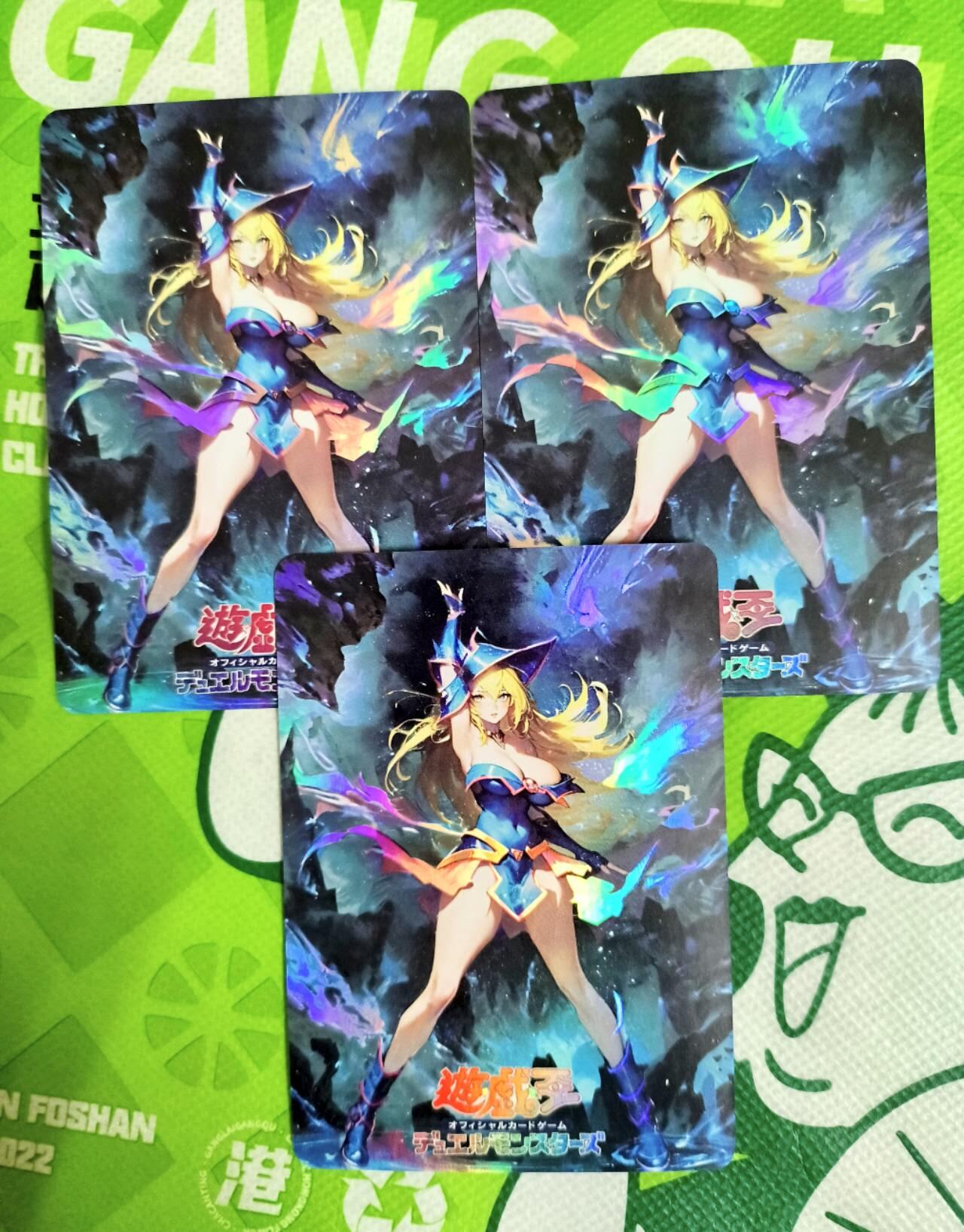 龙虎卡牌第五十三场 （无佣金，满120包邮，欢迎送拍） 彩闪3张 游戏王 女黑魔导经典形象3宫