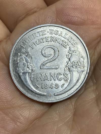 2025年第八十六场(总第一百一十二场）外国好品散币(免佣金) - 法国🇫🇷1949年2法郎(B标，博蒙莱罗热造)