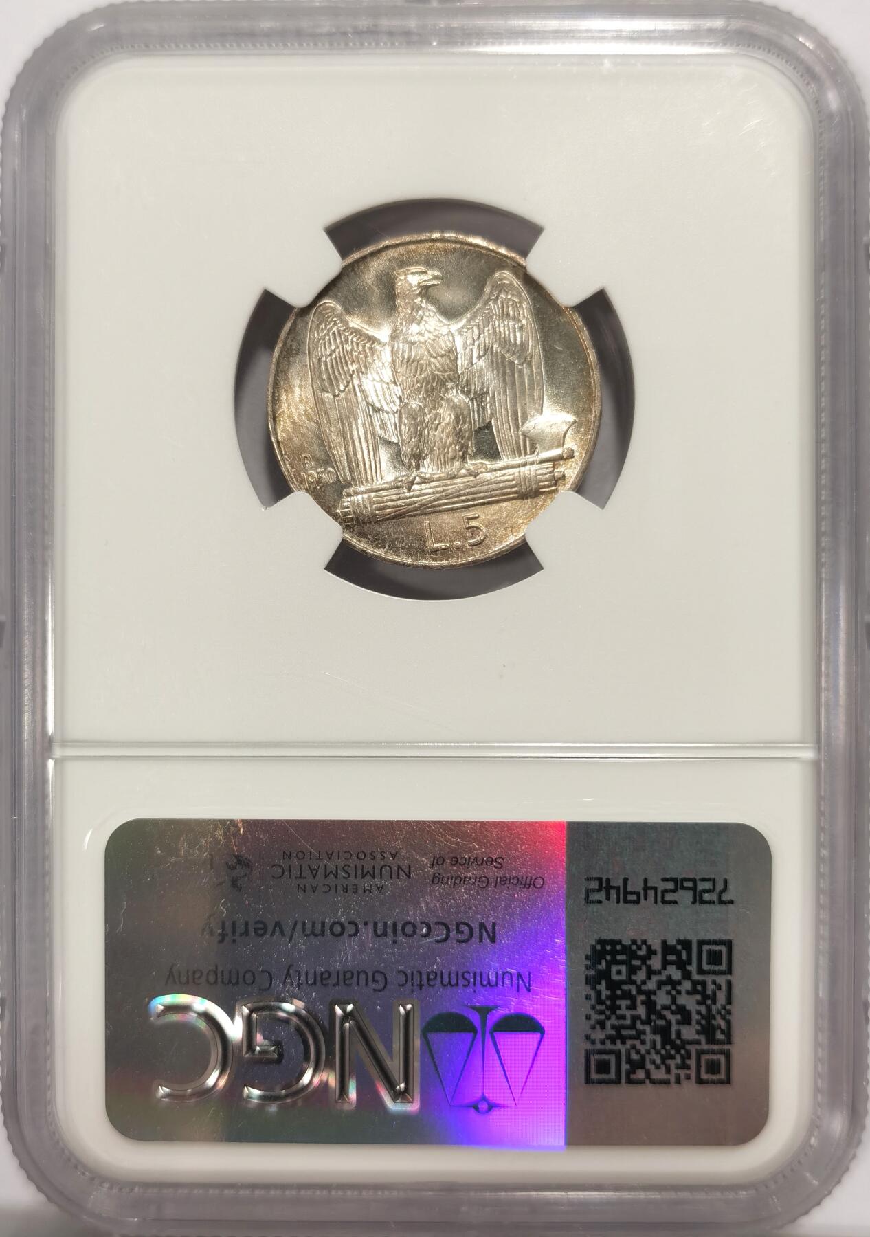 博洋堂世界钱币拍卖第137期（全场包邮） NGC MS64 意大利1930R 五里拉 BU卷拆曝光，难得好品