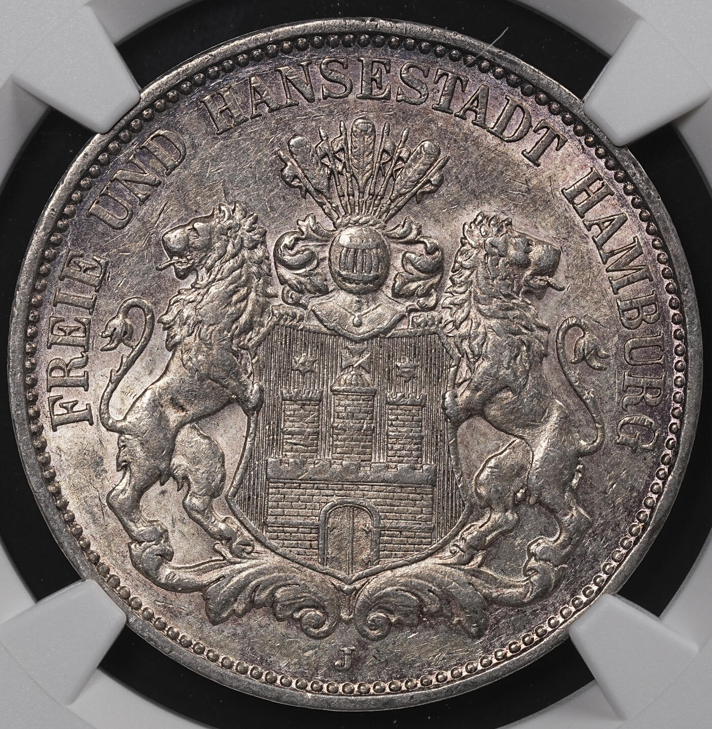 修遠堂世界钱币第八十三期 NGC AU55 1910年汉堡3马克银币