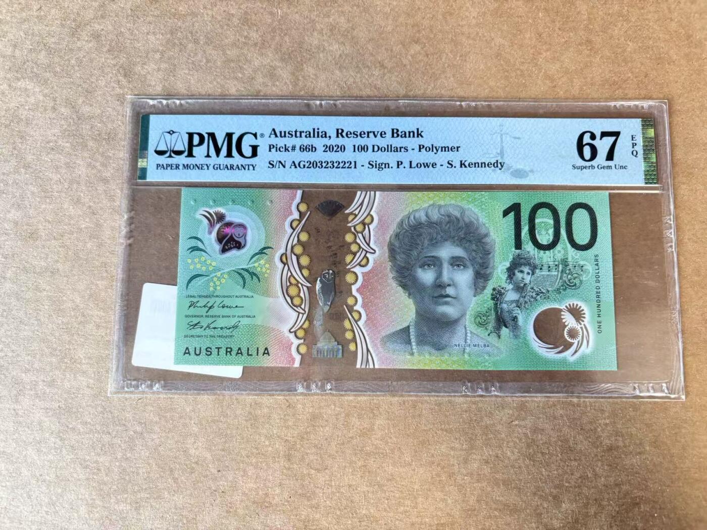 【Blue Auction】世界纸币精拍第720期——18级TOP拍卖/信誉/品质/专业/高效💫 【无47】澳大利亚 2020年100元 PMG67EPQ 高分