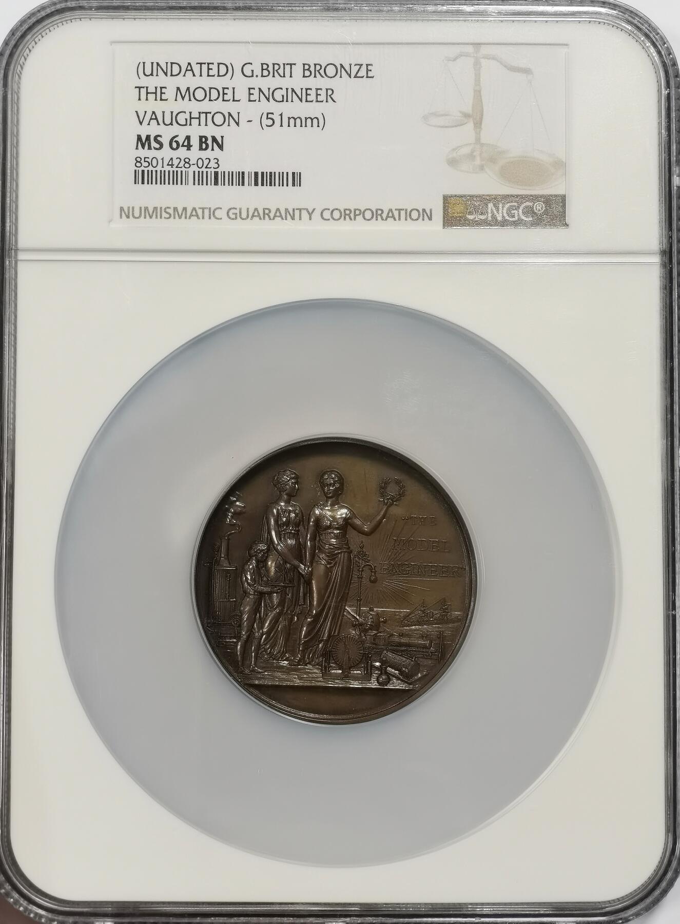 博洋堂世界钱币拍卖第137期（全场包邮） NGC MS64 大不列颠工业和模具博览会巨大铜章，双女神构图经典唯美，没有印刻日期，看高浮雕和设计感1900以前的东西！大英的东西外拍都不便宜的！
