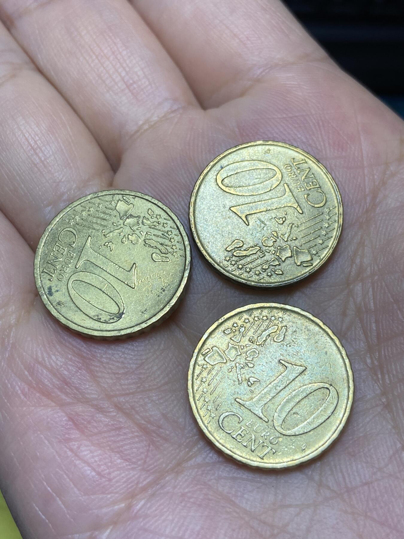 2025年第八十六场(总第一百一十二场）外国好品散币(免佣金) 10欧分3枚：2002年10欧分，西班牙🇪🇸2000年10分