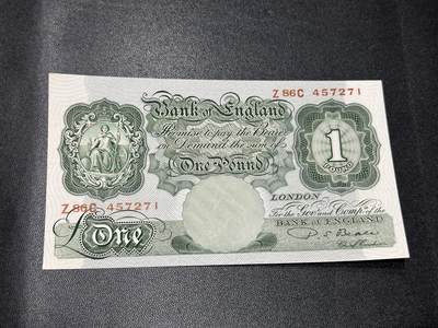 《外钞收藏家》第五百六十四期（本期精选多个稀缺品种，欢迎参加）（本平台长期征集拍品、欢迎藏友们联系合作） - 英国A序列1镑 全新 不绝 边角轻微潮 尾271