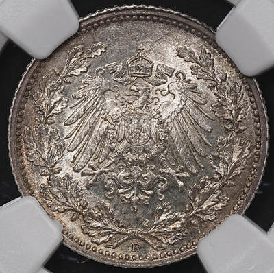 修遠堂世界钱币第八十三期 - NGC MS64 1915年德国1/2马克银币 F厂铭