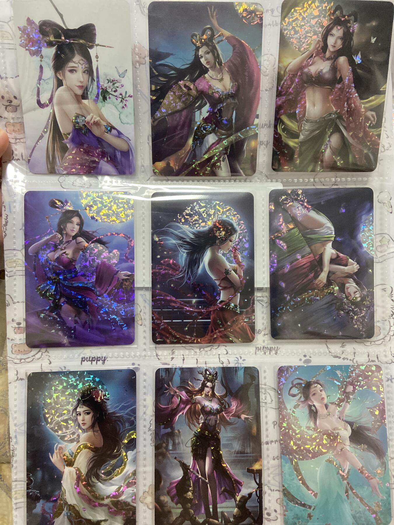 阳大大卡牌拍卖第70期（持续收拍品，周五晚上九点截拍，进群福利早知道） 三国演义 九大美人 碎闪 9张全 带膜入页