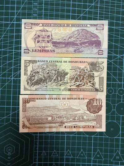 【炜奕收藏】，第四十三期 洪都拉斯2-10伦皮拉，UNC品相