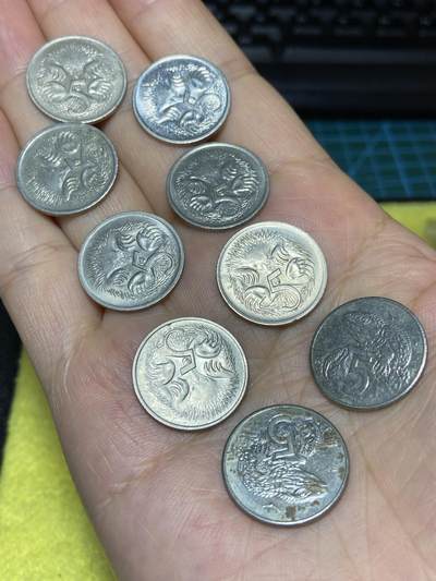 2025年第八十六场(总第一百一十二场）外国好品散币(免佣金) - 澳洲5分9枚：澳大利亚🇦🇺5分7枚，新西兰🇳🇿5分2枚