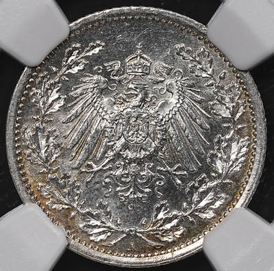 修遠堂世界钱币第八十三期 - NGC MS64 1914年德国1/2马克银币 A厂铭
