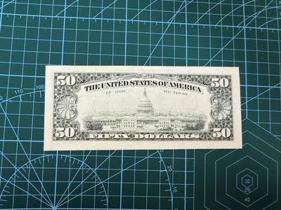 【炜奕收藏】，第四十三期 1993年50美元，UNC-品相，有角折