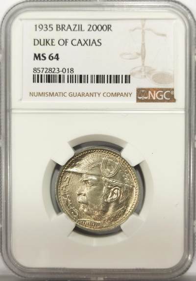 博洋堂世界钱币拍卖第137期（全场包邮） - NGC MS64 1935年巴西2000R银币 高分 少见品 黄光柔美