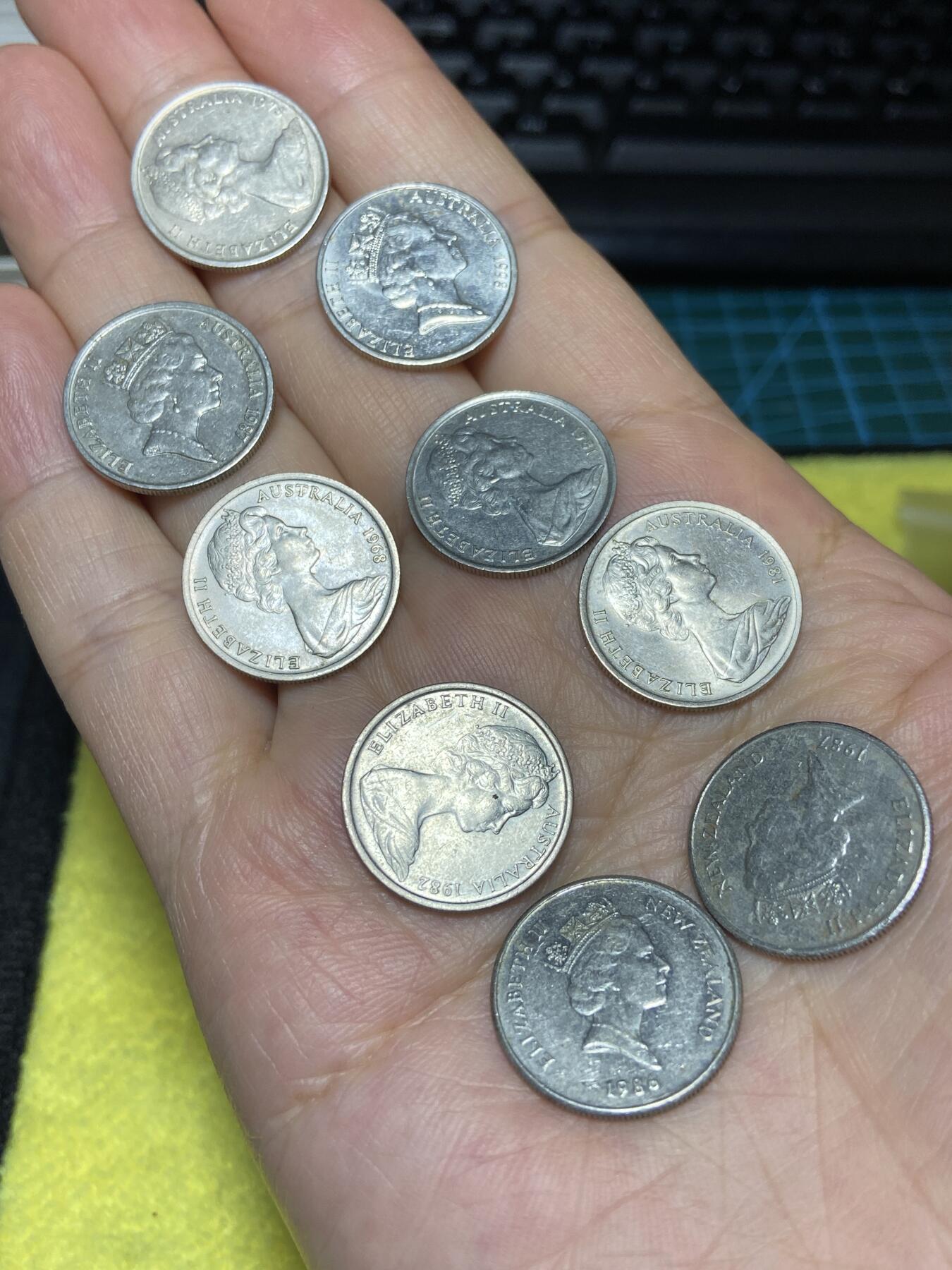 2025年第八十六场(总第一百一十二场）外国好品散币(免佣金) 澳洲5分9枚：澳大利亚🇦🇺5分7枚，新西兰🇳🇿5分2枚