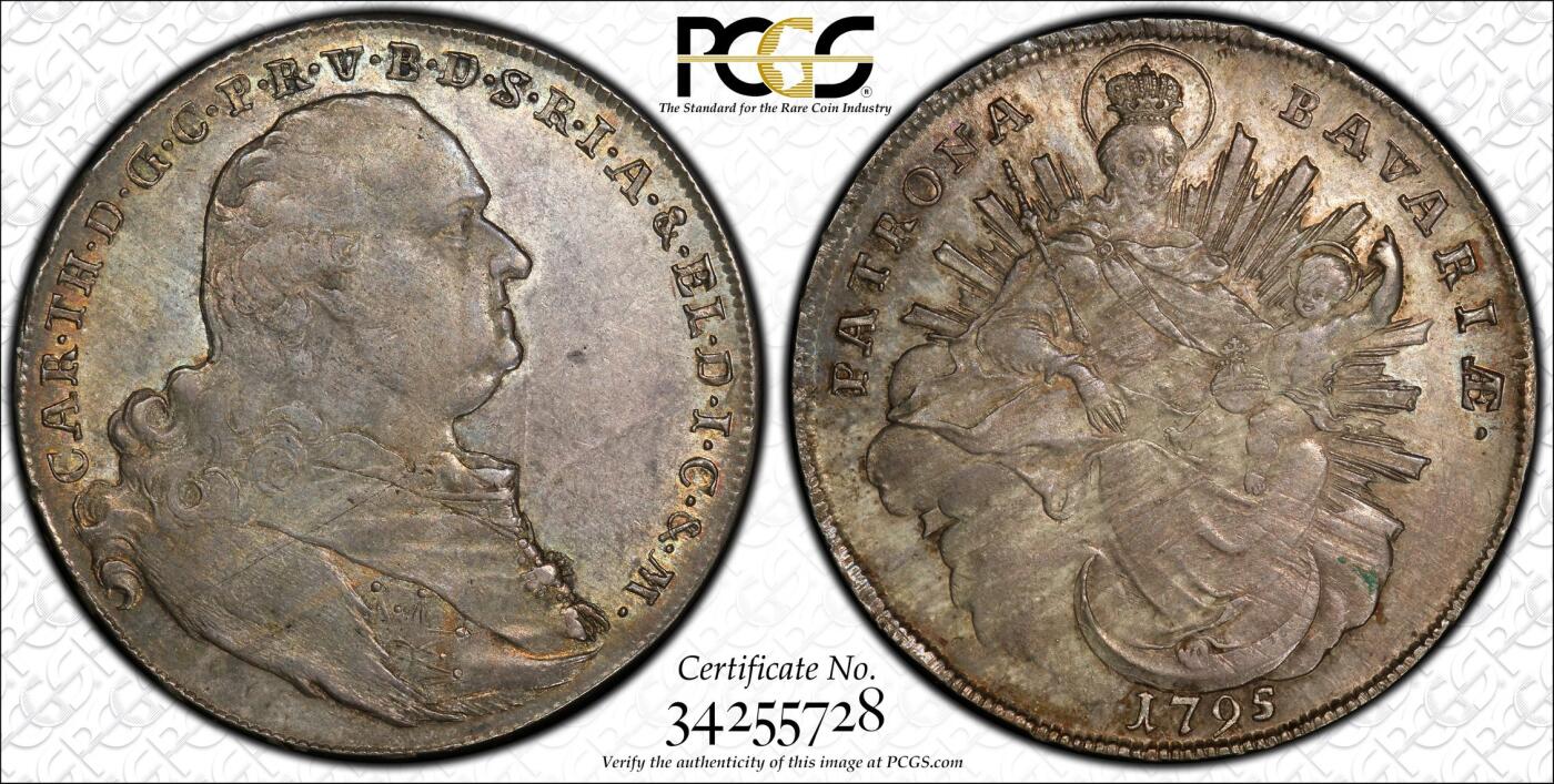 梧彩钱庄捡漏拍9月 1795 Thaler 德国巴伐利亚泰勒银币