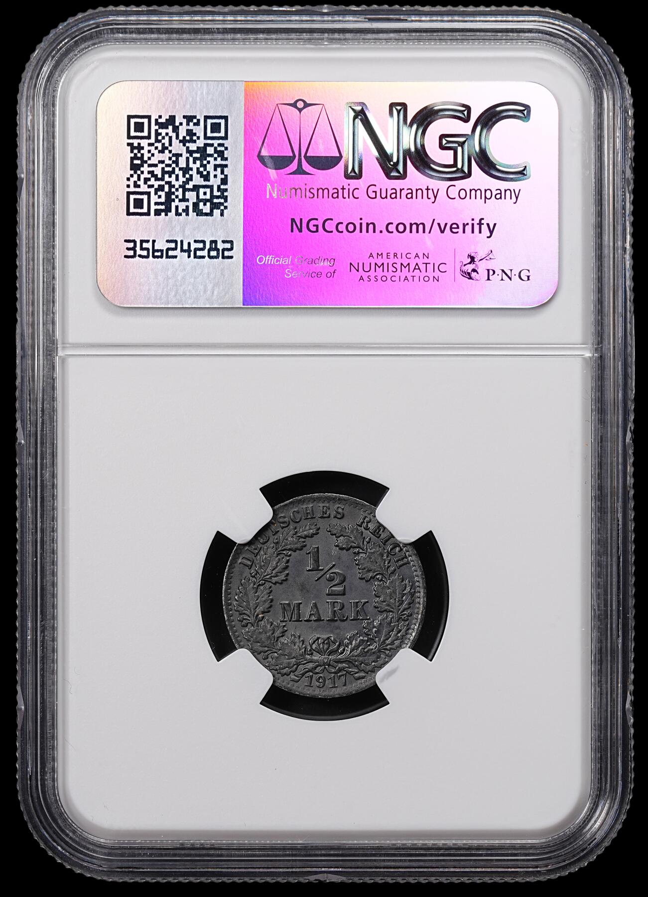 修遠堂世界钱币第八十三期 NGC MS64 1917年德国1/2马克银币 A厂铭 卷首币