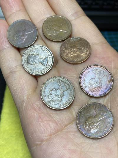 2025年第八十六场(总第一百一十二场）外国好品散币(免佣金) 加拿大🇨🇦1分7枚：1960年、1967年、1971年、1976年、1977年、1981年、1986年1分